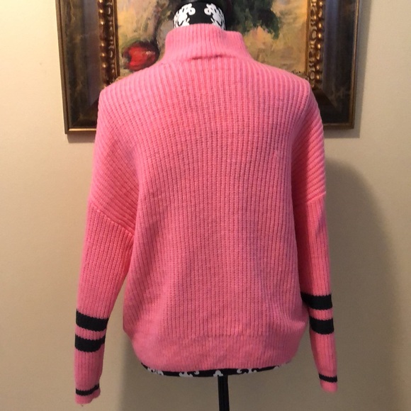 💗Express Mock turtleneck Preppy Dolman sleeve blue band detail sweater - Picture 4 of 10